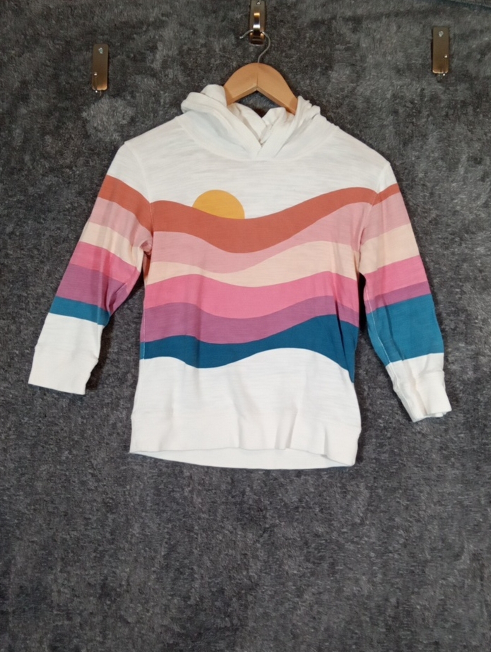Faherty Pull Over Kids Hoodie Organic Cotton Beach Travel Colorful Size 10